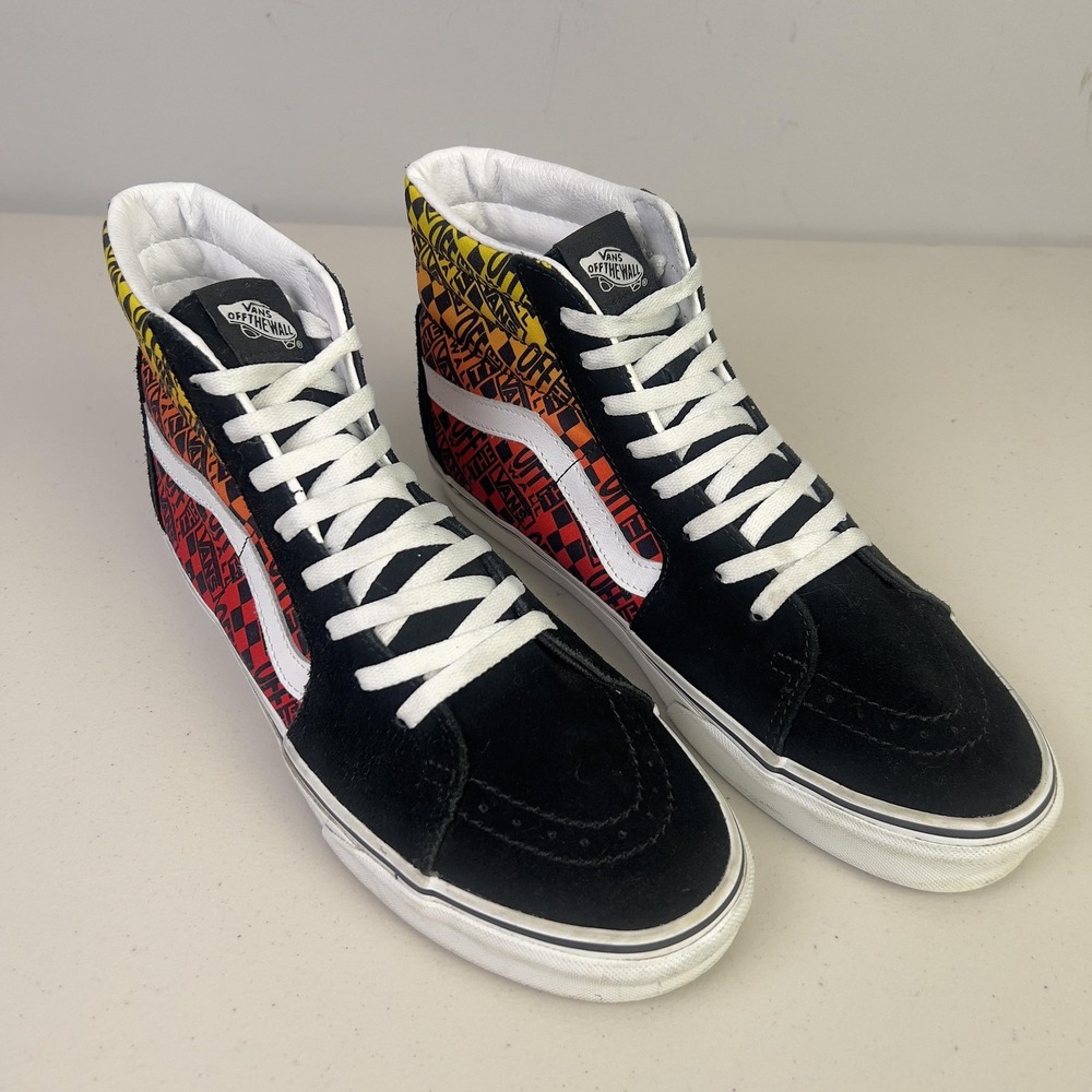 Vans Sk8-Hi Shoes Mens Size 11.5 Black Multicolor Check High Top Skate Sneakers